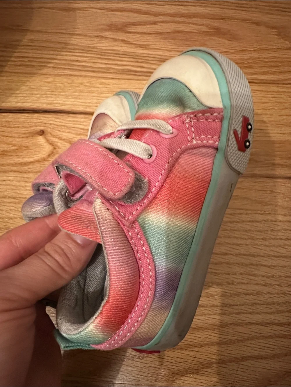 Kids Rainbow Tie-Dye Velcro Sneakers - Pink